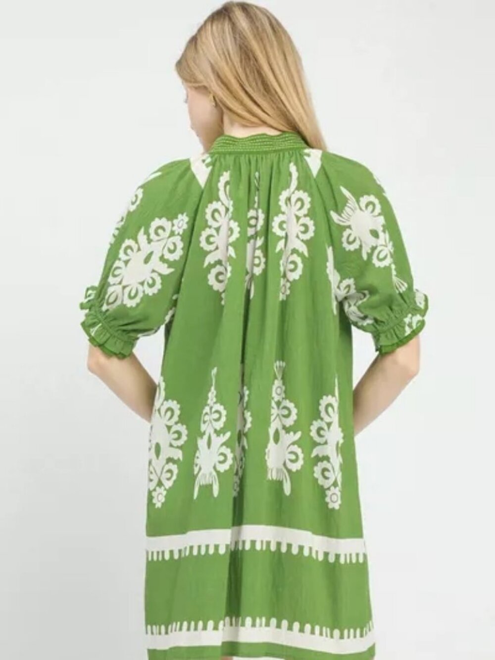 Two Tone Border Print Mini Dress Women Stylish Casual Outfit - Picture 3 of 5